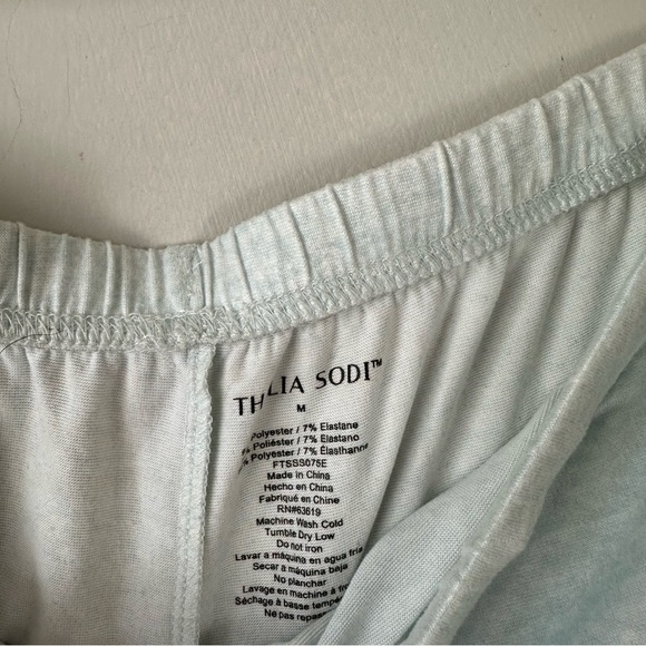 Thalia Sodi | Light Blue Ruffle Hem Short Sleeve Shorts Pajama Set Size Medium - Picture 3 of 5